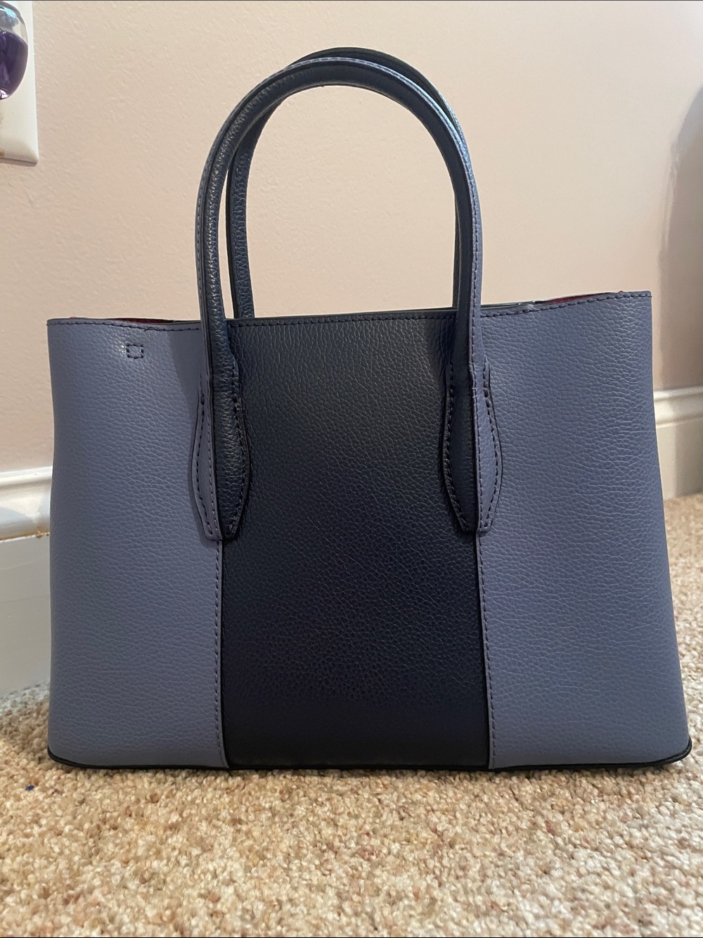 kate spade Two-Tone Navy and Slate Blue Leather Tote - Picture 2 of 3